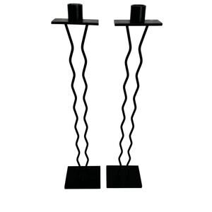 2 Postmodern Squiggle Metal Candle‎ Stick Holder Iron Bauhaus Home Decor